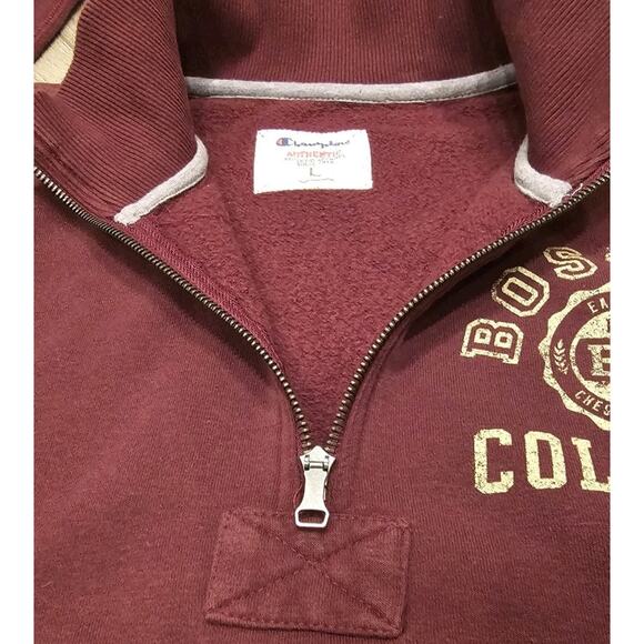 Champion Boston College Maroon 1/4 Zip Heavy Sweatshirt Pullover Sz L - Picture 4 of 10